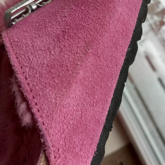 Birkenstock Arizona Pink Shearling Suede Sandals Size 39 US 8 - 8.5 - Picture 14 of 16